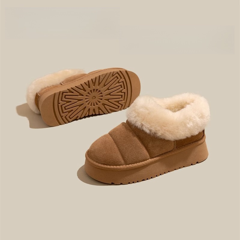 Hot style furry brood sneeuwlaarzen voor vrouwen 2024 winter nieuwe dikke zool verhogende bont mond plus fluweel verdikte casual katoenen schoenen_voghion.com