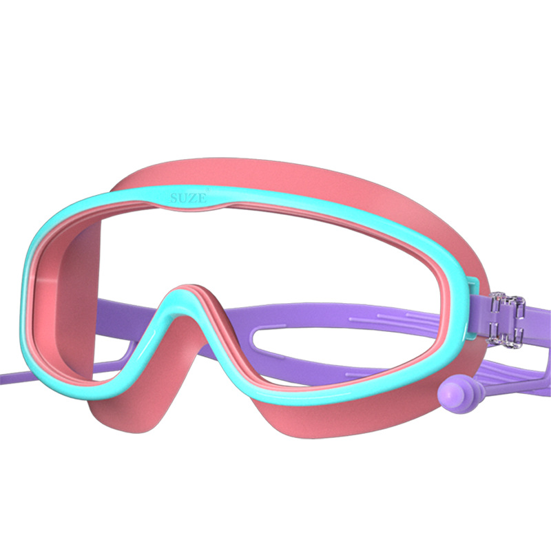 5~16세 어린이 모델 - 연한 파란색과 분홍색 투명 - 수영 고글 + 가방