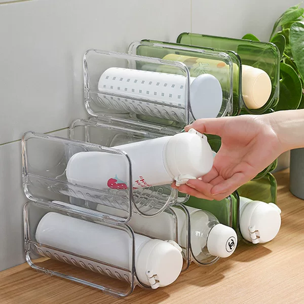 Creative Water Cup Storage Rack, Multi-Layer Transparent Household Storage Rack for Insulated Cups, Can Be Stacked with Dust-Proof Cup Holders