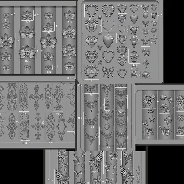 New French Jewelry Baroque Phalaenopsis Ocean Window Decoration Relief DIY Nail Decoration Easy Demoulding Grinding Tool