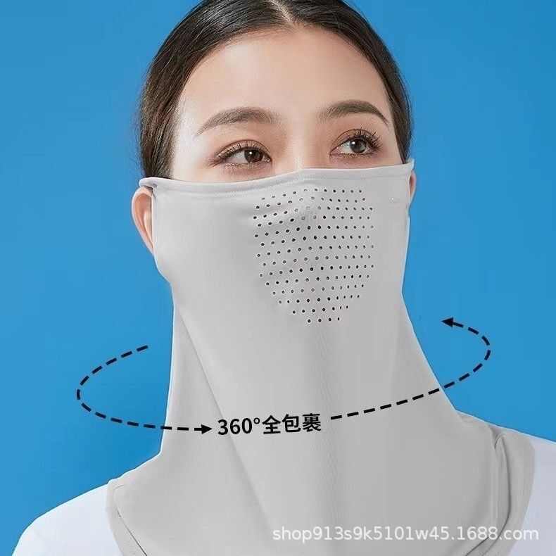 アイスシルク日焼け止めマスク メンズ フルフェイスカバー 顔保護 男性用日よけマスク フェイスカバー ネックウォーマー UVカット 通気性|undefined