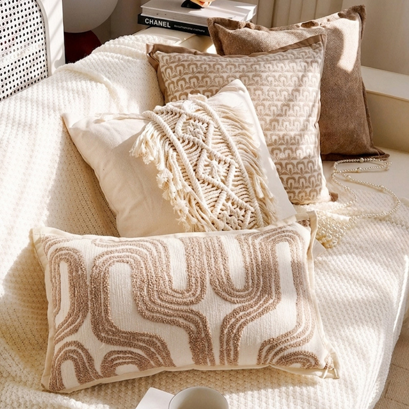 Cream-wind lujoso almohada de soporte de alta calidad, cojín de sofá de sala de estar, cojín de cabecera del dormitorio, funda de almohada con núcleo image 4