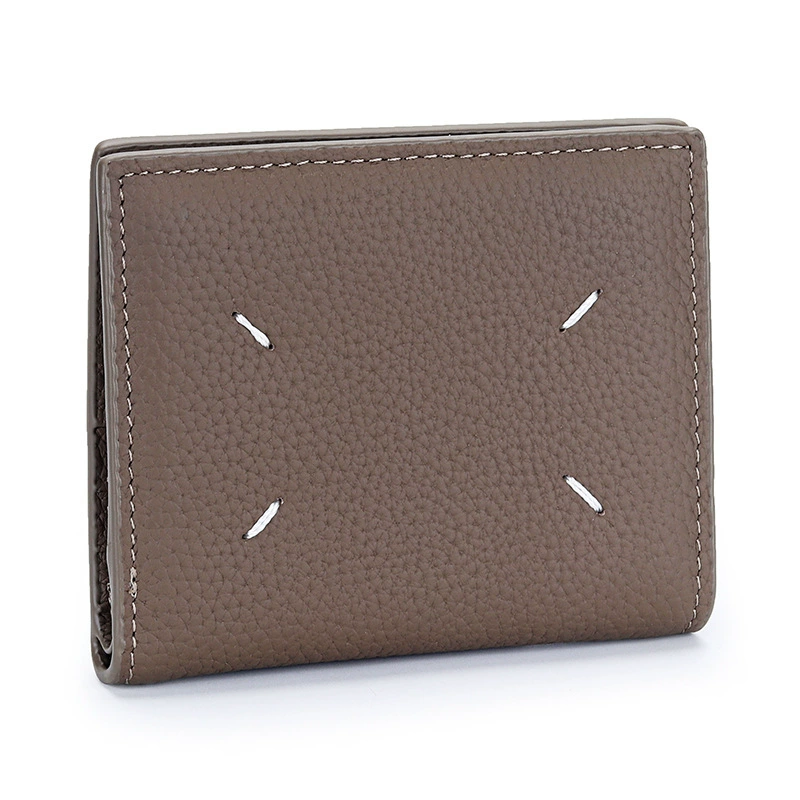 Leather short universal folding wallet, genuine leather