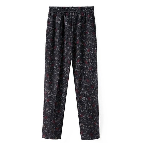 Live streaming item 2024 autumn and winter new middle-aged and elderly women's clothing mother large size floral pants large size grandmother pants for outdoor wear