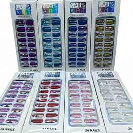 24片热销电镀喷粉款ins简约时尚跨境爆款可拆卸新款美甲成品批发