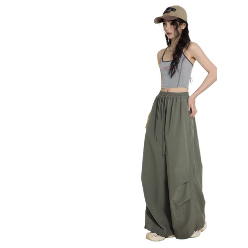 OREETA functional style thin breathable American overalls summer retro fashion brand paratrooper pants with leg casual pants for women