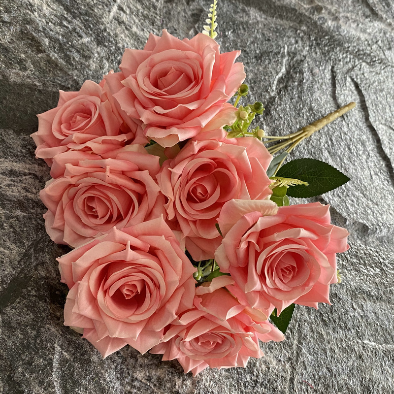 7-cabeza amante gran cuerno Rosa manejar manojo Boda boda decoración del hogar artificial flor falsa foto apoyos Rosa ramo