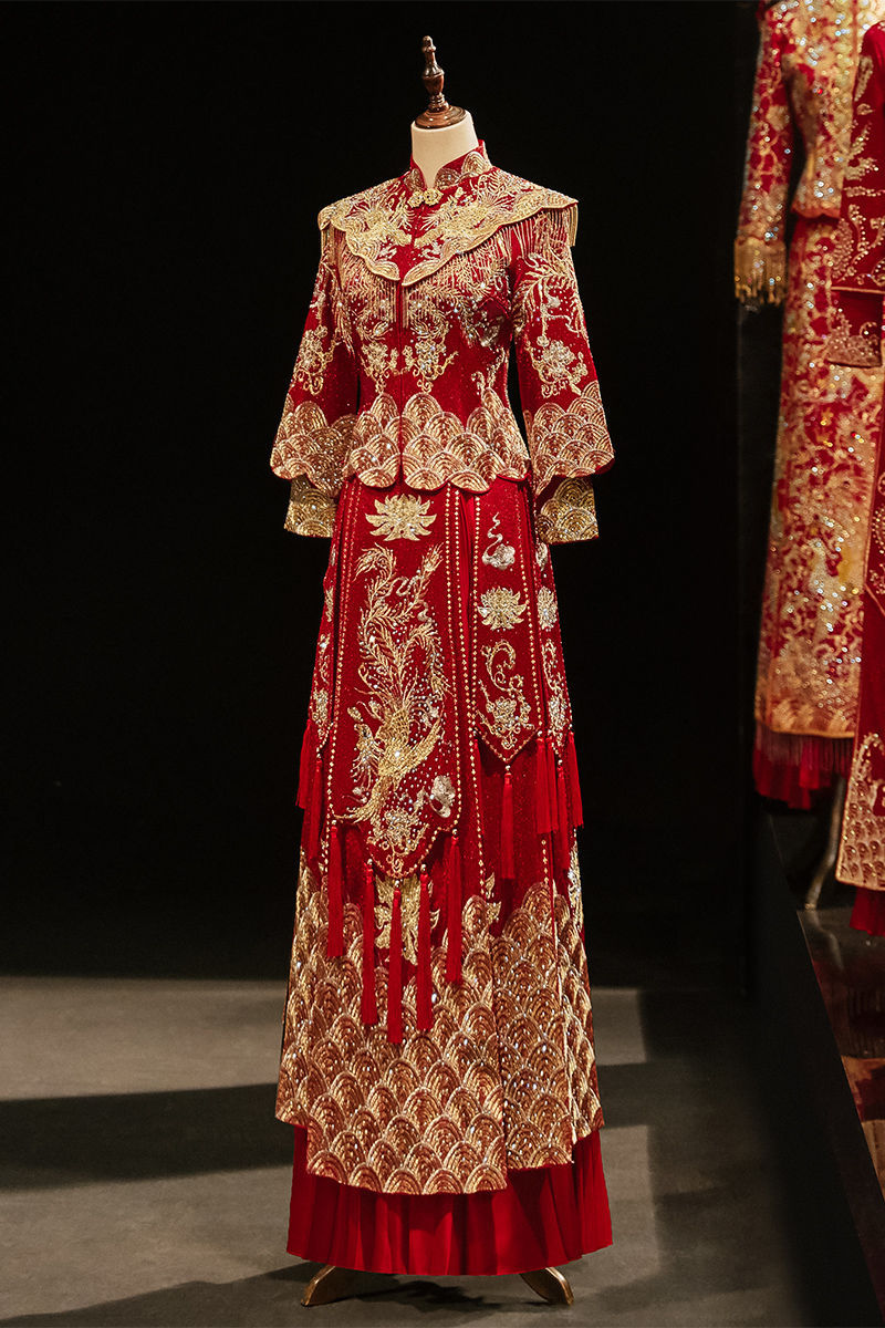 New Chinese-Style Wedding Dress, Xiuhe Suit, New Bride Wedding Slim-Fit Gown, High-End Elegant Wedding Attire, Formal Dress, Toast Dress