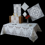 纯白色镂空贴布绣桌布 茶几布床头柜防尘多用盖巾