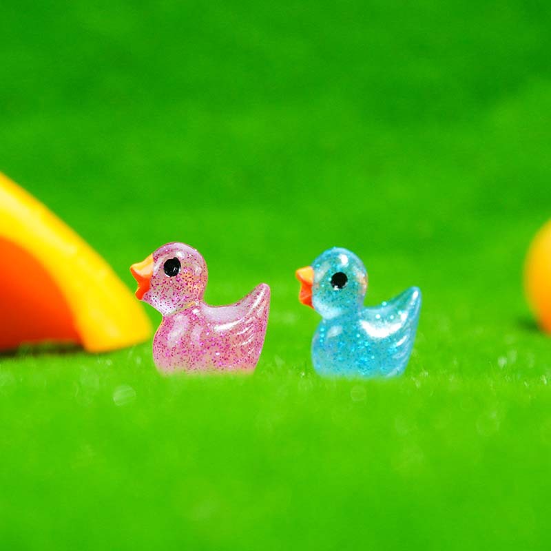Patito colorido decoración de micro paisaje bricolaje resina luminosa Pato amarillo niño super amor luminoso cebolla verde lindo mini