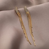 Earrings, fashionable retro silver needle with tassels from pearl