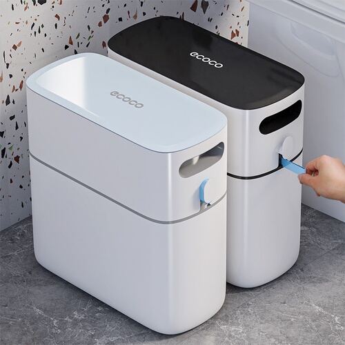 EcoCo Smart Trash Can for Home Bathroom Kitchen Tight Space with Lid Large Capacity Automatic Packing Paper Bin