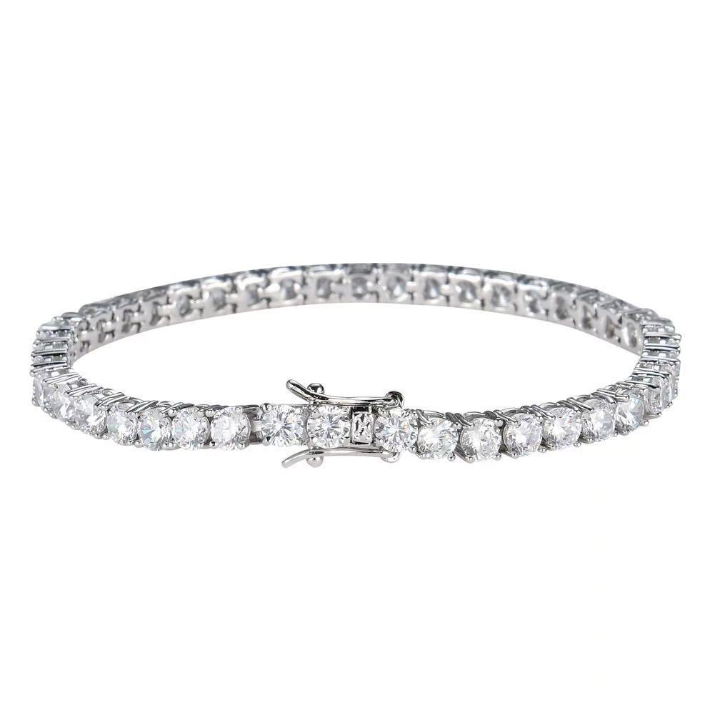 Cross-Border Simple and High-End Tennis Bracelet Full of Diamonds, Zirconia Titanium Steel Bracelet, Men's and Women's Non-Fading Jewelry Bracelet