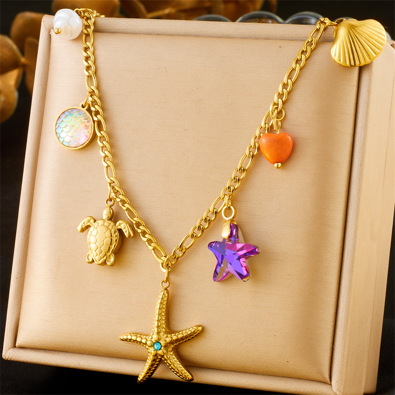 19g Weight 304 Stainless Steel Pendant Material Wholesale Jewelry Hawaiian Star 304 Stainless Steel Plating Necklace Cable Chain