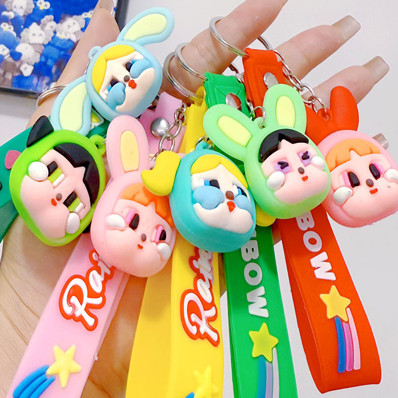 New Pvc Cartoon Soft Rubber Keychain Gift Anime Doll Silicone DIY Car Key Accessories Export Wholesale