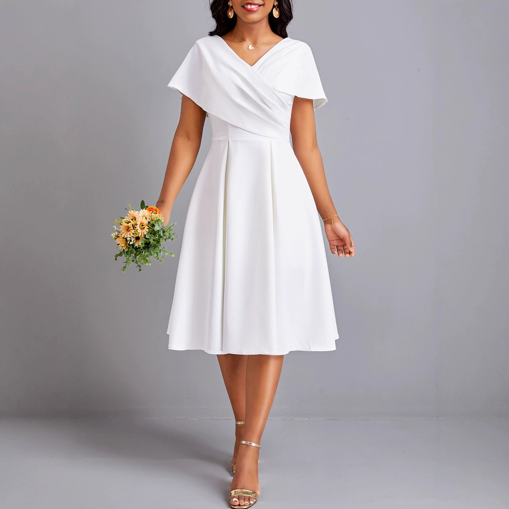 Маленькое вечернее платье женское 2024 осенний новый банкет темперамент длинное белое платье королевы аира обычно можно носить