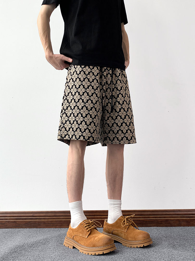 Herren Shorts Mit Hahnentrittmuster Vintage Stil Locker_voghion.com