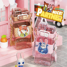 疯狂动物城朱迪尼克儿童tritan上学专用双饮吸管杯男女水壶水杯