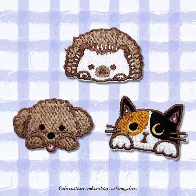 可爱卡通布贴衣服自粘时尚刺绣贴动物补丁贴羽绒服修补破洞装饰贴