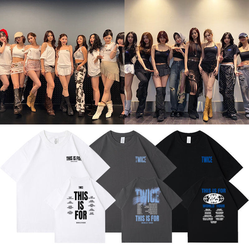Twice2025 Sixth Concert Tour Thisisfor Merchandise Clothing Same Style Short-Sleeved T-Shirt Pure Cotton Loose Print
