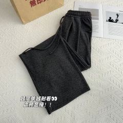 黑色阔腿裤女2025新款春秋宽松bf慵懒风垂感直筒休闲窄版糯米裤子