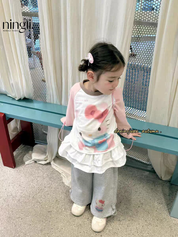柠里儿童春秋时髦T恤2025新款洋气撞色插肩袖男童女童长袖上衣潮|undefined