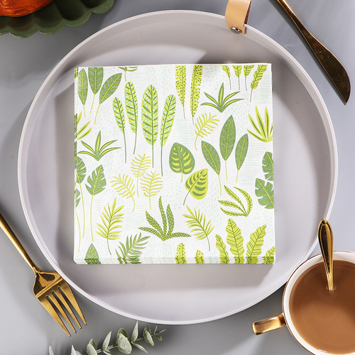 Factory direct supply of new leaf color printed napkins, facial tissues suitable for Western restaurants and bakeries