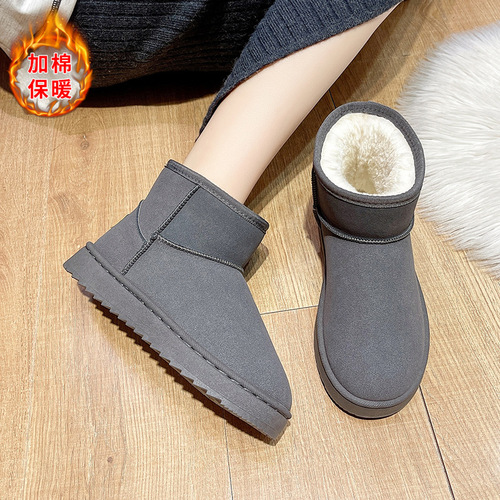 Women's cotton boots wholesale, Korean style autumn and winter velvet snow boots, women's round head slip-on warm boots, round head light in stock