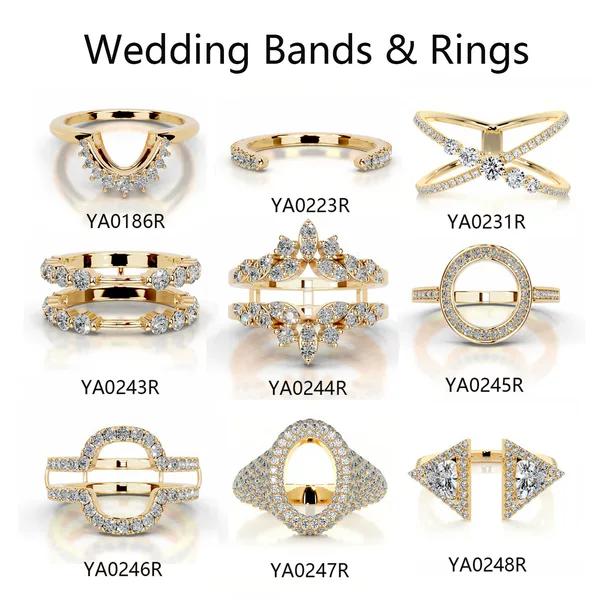 Fashionable Accessible Luxury Stacked Row Ring Set Cross-Border High-End S925 Sterling Silver Plated 18K Gold Inlaid Moissanite Ring for Women