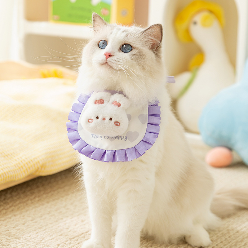 Nuevo gato rojo lindo dibujo animado conejo animal toalla saliva toalla triángulo perro toalla decoración bufón collar de mascota