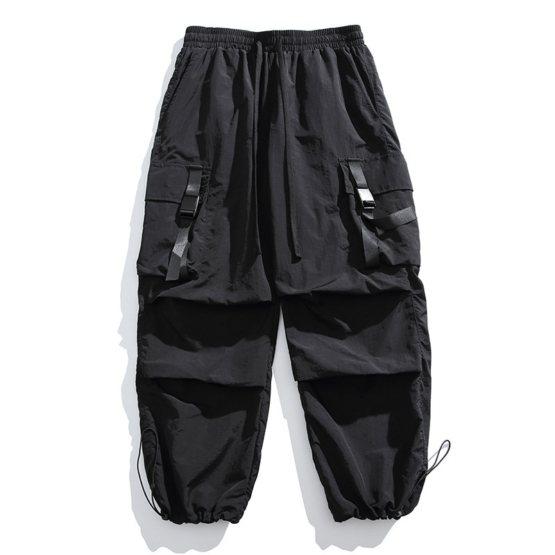 Summer Thin American-Style Cargo Pants for Men, Loose Wide-Leg Paratrooper Assault Pants, Lightweight Ice Silk Quick-Dry Sports Casual