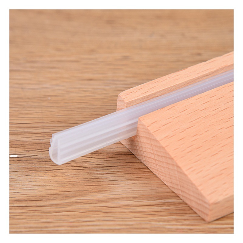 Cross-Border Acrylic Transparent Table Sign Double-Sided Thickened Conference Sign Wooden Display Sign Wooden Base Table Card Wholesale