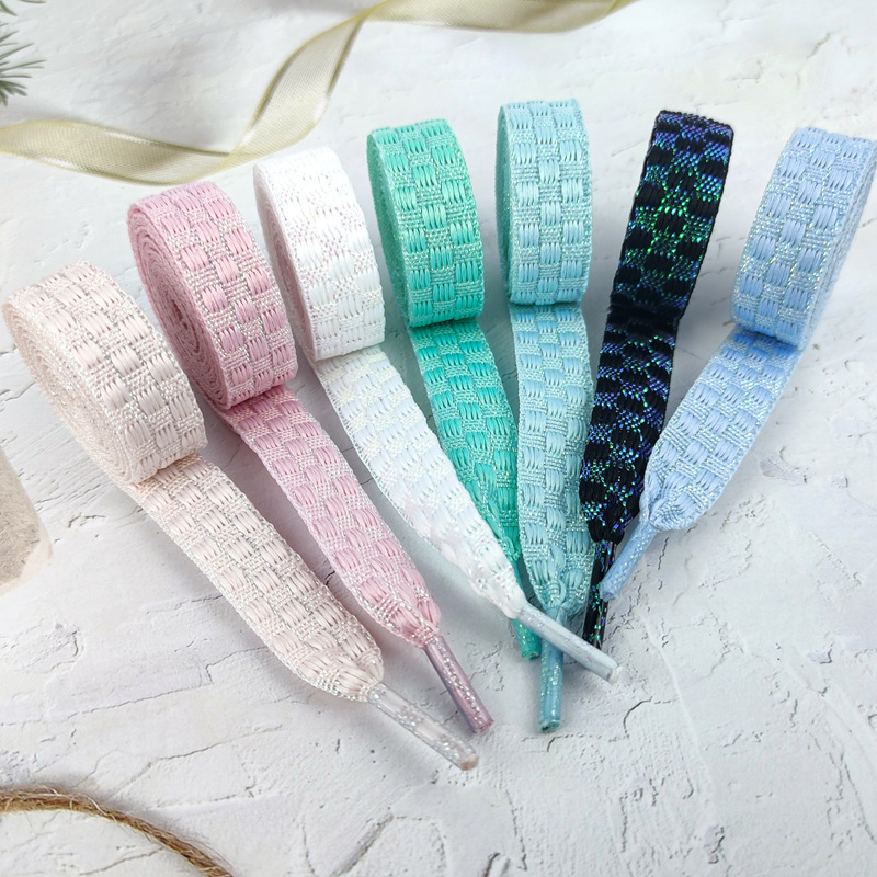 Cordones Langfan de 1.2cm/1.5cm con patrón de tablero de ajedrez colorido, adecuados para zapatillas deportivas casuales, cordones para AJ1, AF1, Dunk.