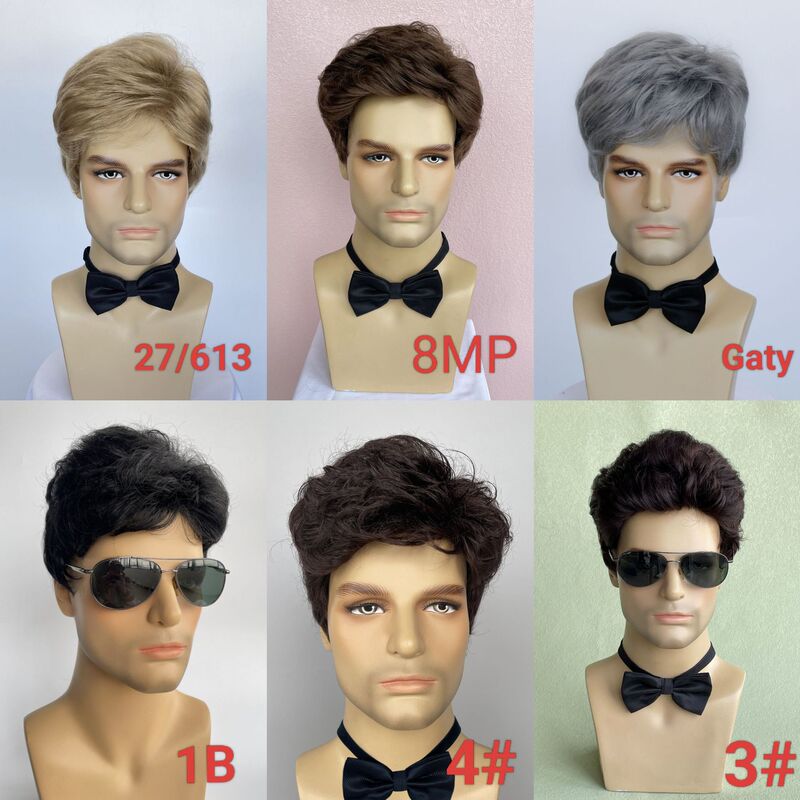 European and American Wigs, Men's Short Hair Headgear, Synthetic Wigs, Export Hot-Selling Men's Wigs, Ready for Delivery