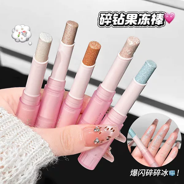 Luckgo Jelly Crystal Eyeshadow Stick Delicate and Luminous Water-Gloss Sparkling Diamond Effect Natural Look Affordable Domestic Makeup