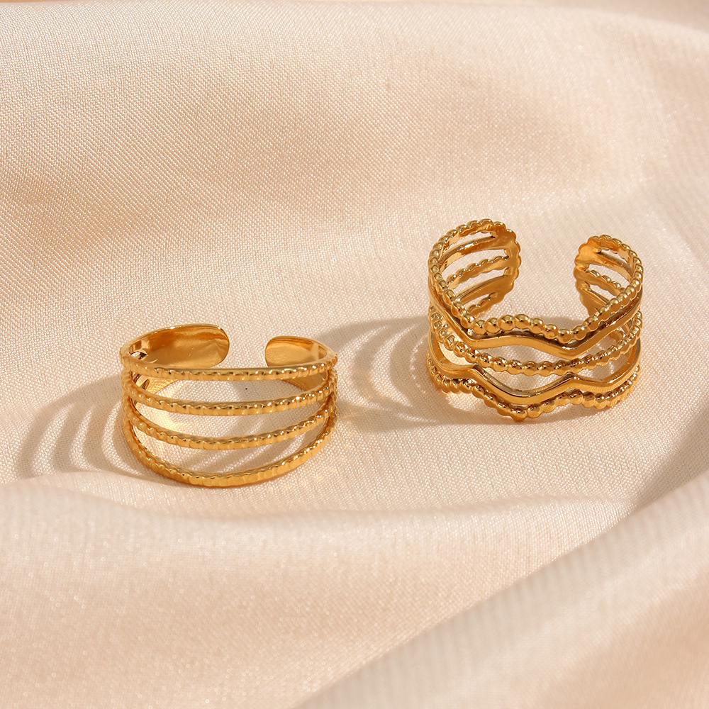 Fashion Geometric Palm Heart Shape Stainless Steel Open Ring Hollow Out Stainless Steel Rings