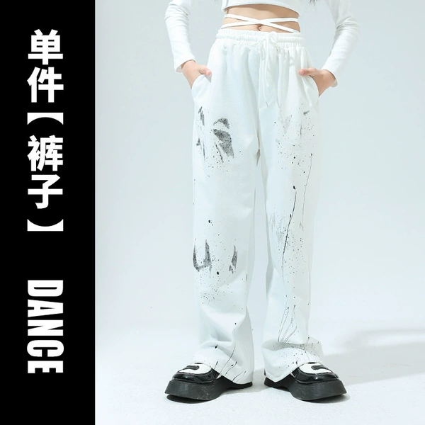9024 white single-piece ink splash trousers