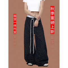 跨境专供2025秋季上新宽松梨形身材垂感裤 休闲微喇裤女 一件代发