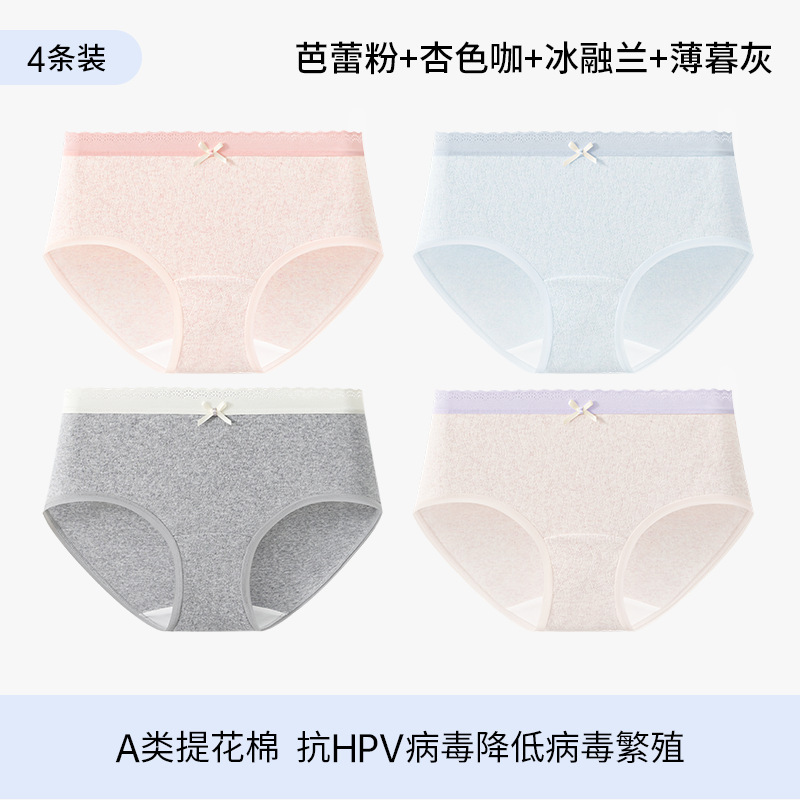3-4 組の 10A グレード抗菌クラス A 純綿下着女性の夏の薄いカラフルな綿ショーツ甘いレースのシームレスなブリーフ|undefined