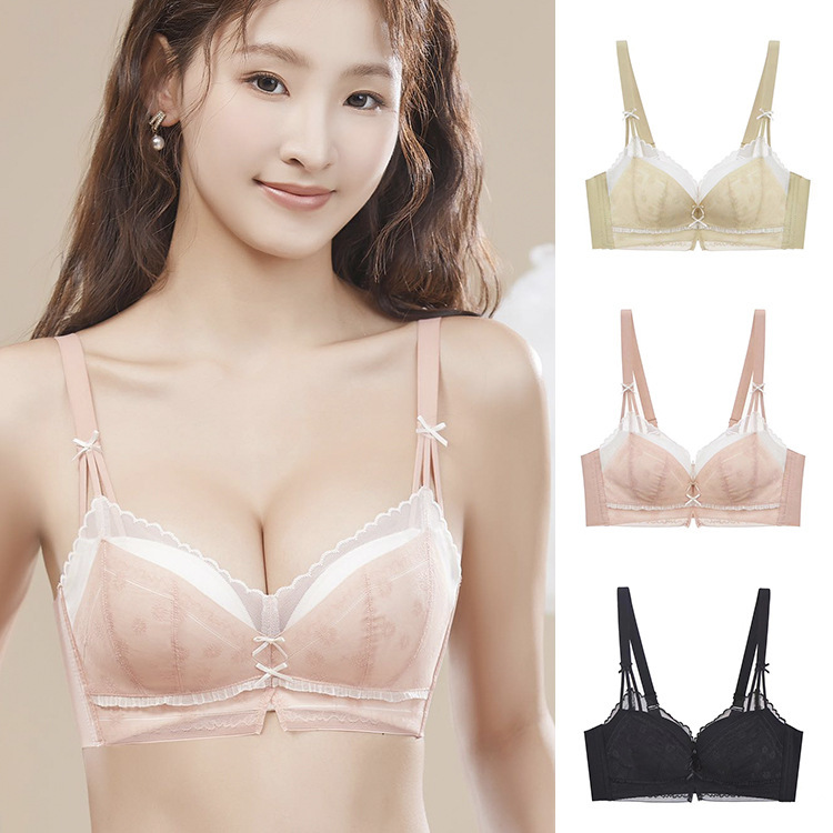 Clearance Sale: Vintage Style 8055 Sexy Lace Lingerie for Women, Small Bust Push-Up, Comfortable Wireless Bra with Thick Padding