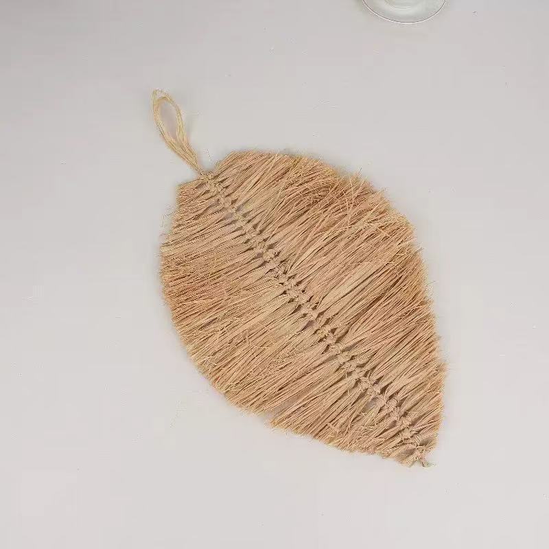 Juego de adornos de pared de paja tejido de paja tejido a mano hierba de calabaza hierba colgante de piel de maíz colgante de pared folklore bohemio