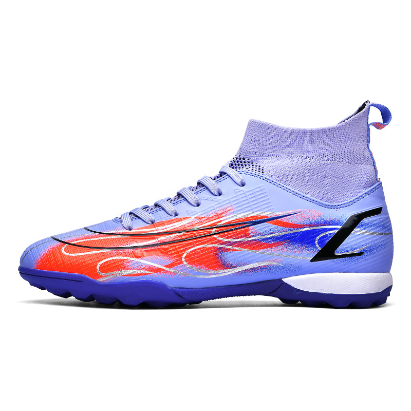 2023 Comercio exterior transfronterizo de alta-top zapatos de fútbol de los hombres al por mayor sin conexión FG uñas largas TF roto estudiante niños zapatos de entrenamiento