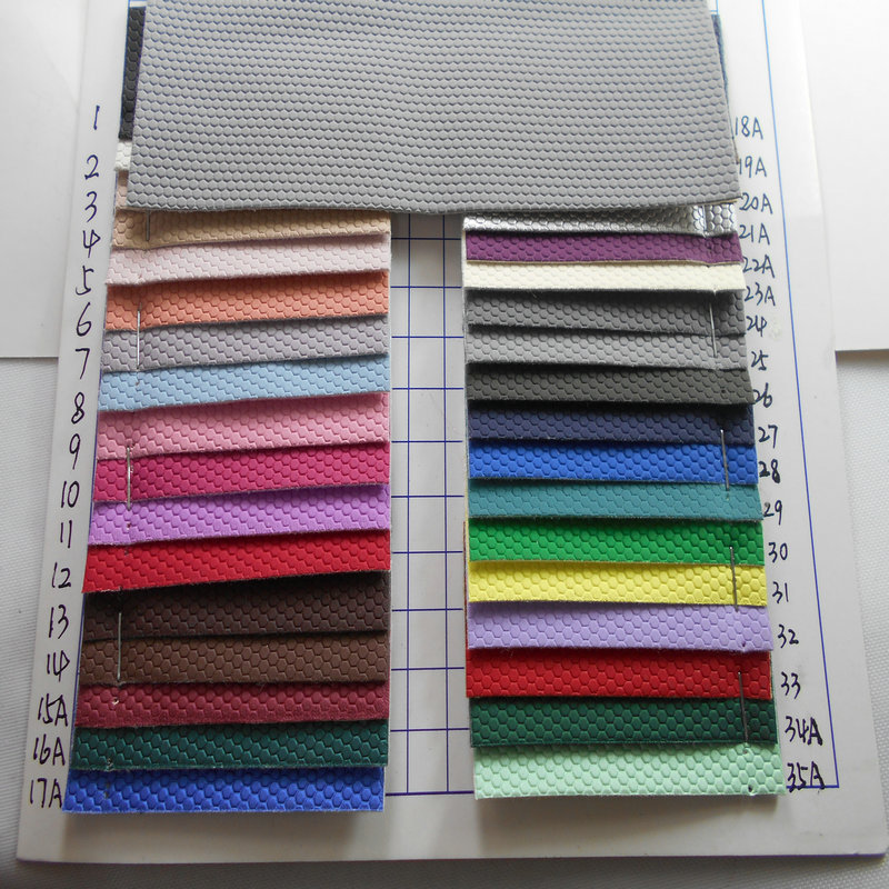 现货起毛底PU蓝球纹橄榄球双色花纹耐磨PVC皮革箱包装人造革面料