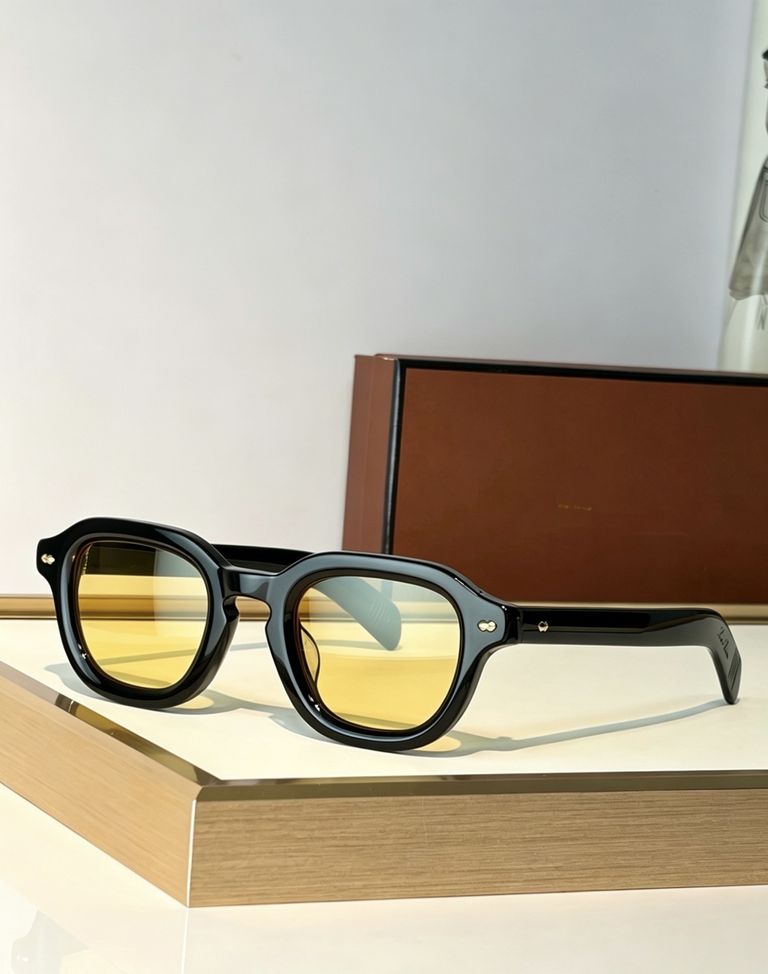 Unbranded Square-Frame Acetate Sunglasses Black Yellow