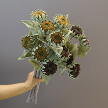 北欧风情欧式高端仿真花小向日葵太阳花精致细节出口品质优质植毛