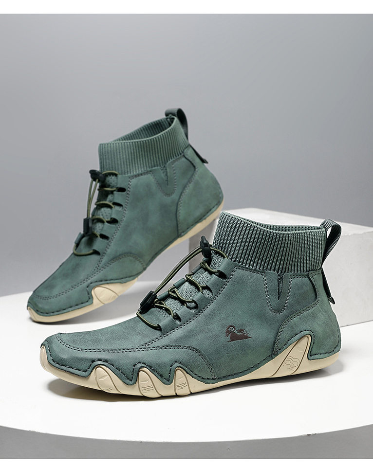 Bốt Martin cổ cao unisex dáng thể thao, đế bằng, mũi tròn — C8005 kaki, C8005 màu xám, C8005 màu đen, C8005M kaki lót nhung chi tiết 37