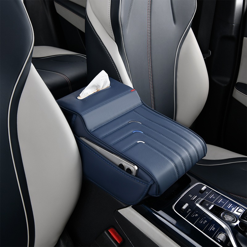with Tissue Box, Universal Armrest box pad - blue