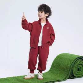 男童秋装套装春秋儿童秋季运动服2025新款小少爷男孩初秋红色童装