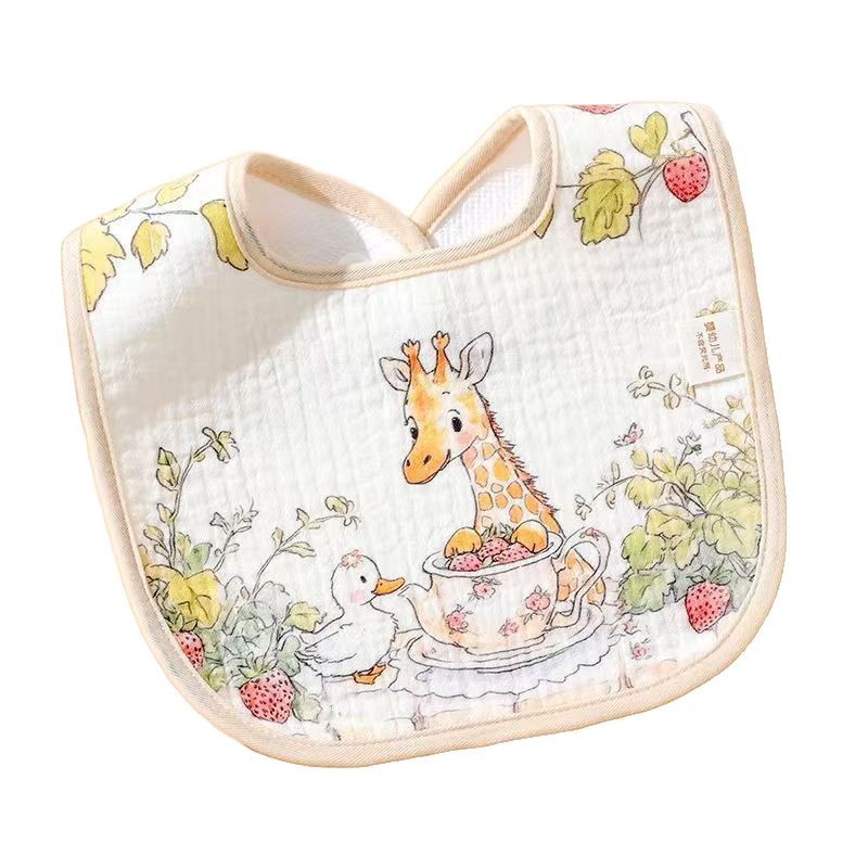 Children's gauze waterproof cartoon eating bib for mother and baby