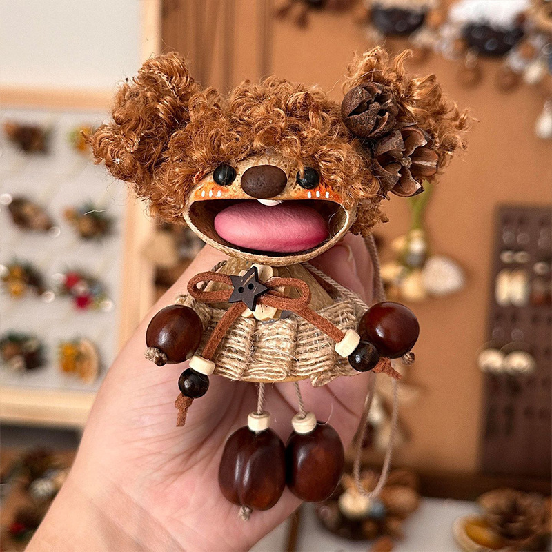 Natural Fruit Shell Bean Pod Doll Handmade DIY Material Kit, Finished Bean Pod Doll, Fruit Wind Chime Pendant Natural Fruit Shell Bean Pod Doll Handmade DIY Material Kit, Finished Bean Pod Doll, Fruit Wind Chime Pendant